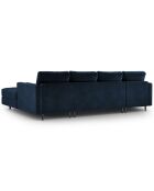 Canapé panoramique velvet santo 6 places bleu roi - 320x170x90 cm