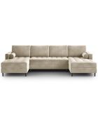 Canapé panoramique velvet santo 6 places beige - 320x170x90 cm