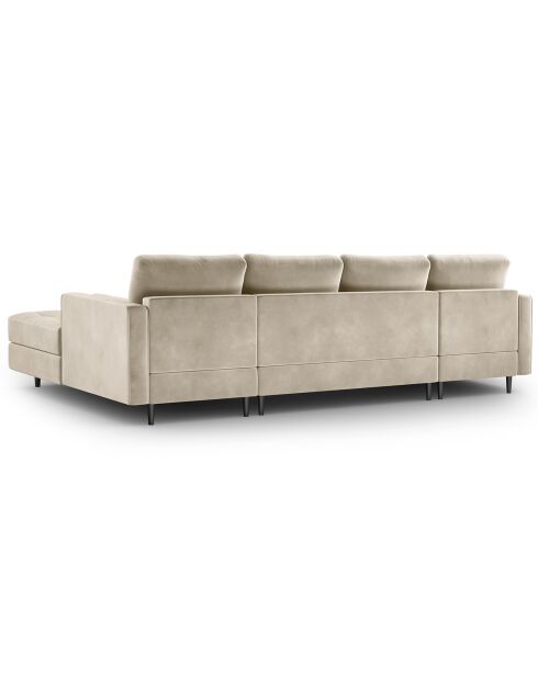 Canapé panoramique velvet santo 6 places beige - 320x170x90 cm