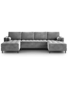Canapé panoramique velvet santo 6 places gris clair - 320x170x90 cm