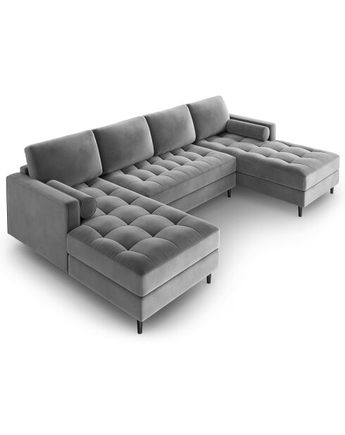 Divano panoramico Velvet Santo 6 posti grigio chiaro - 320x170x90 cm