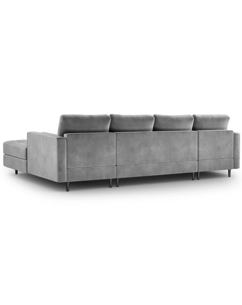 Canapé panoramique velvet santo 6 places gris clair - 320x170x90 cm