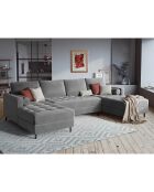 Canapé panoramique velvet santo 6 places gris clair - 320x170x90 cm