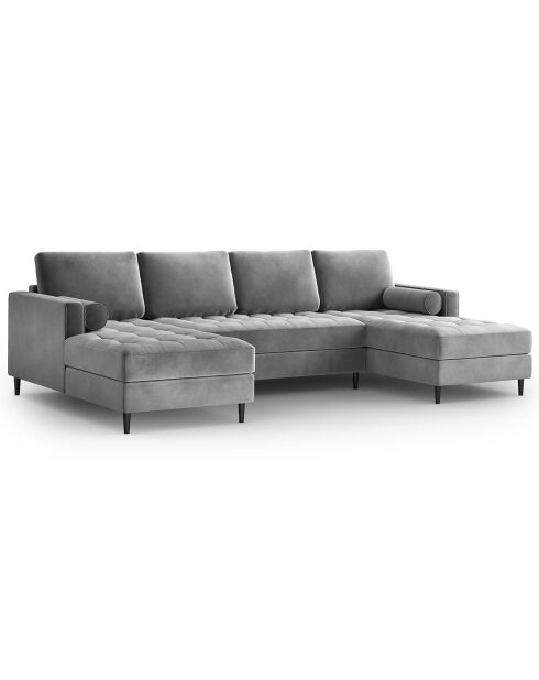 Divano panoramico Velvet Santo 6 posti grigio chiaro - 320x170x90 cm