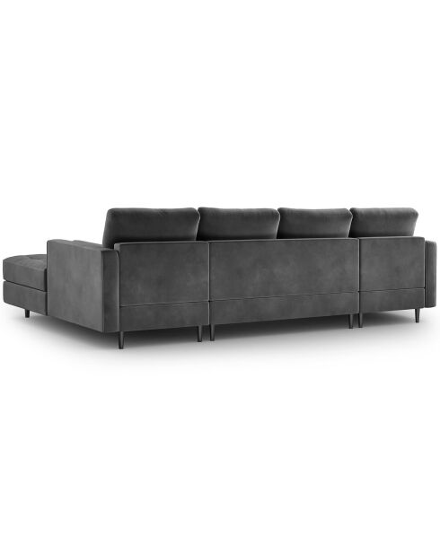 Canapé panoramique velvet santo 6 places gris foncé - 320x170x90 cm
