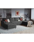 Canapé panoramique velvet santo 6 places gris foncé - 320x170x90 cm