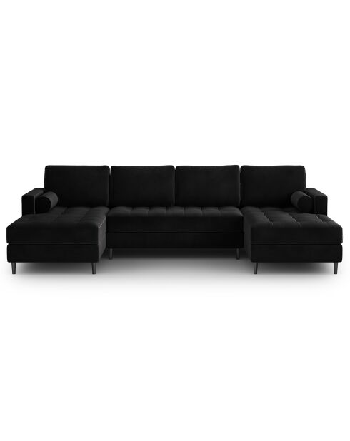 Canapé panoramique velvet santo 6 places noir - 320x170x90 cm
