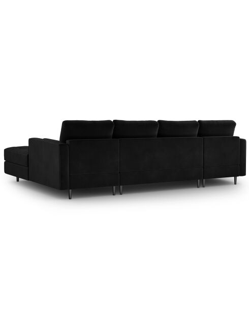 Canapé panoramique velvet santo 6 places noir - 320x170x90 cm