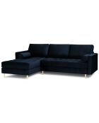 Canapé d'angle gauche velours santo 4 places bleu roi - 236x170x90 cm