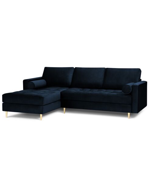 Canapé d'angle gauche velours santo 4 places bleu roi - 236x170x90 cm