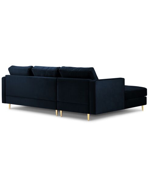 Canapé d'angle gauche velours santo 4 places bleu roi - 236x170x90 cm