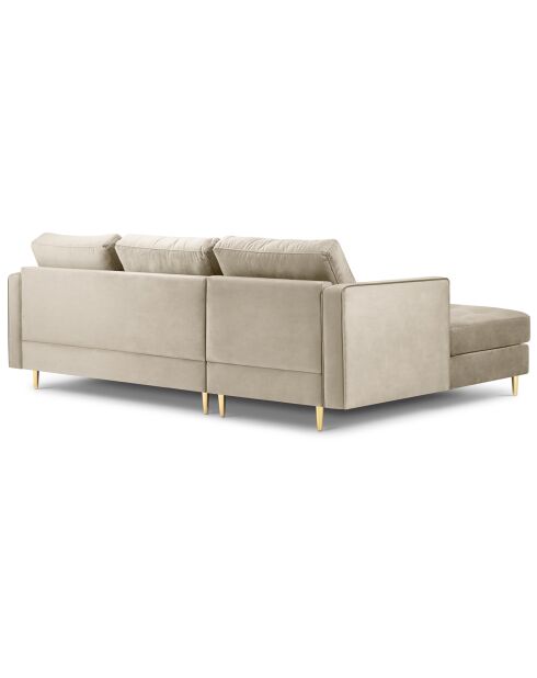 Canapé d'angle gauche velours santo 4 places beige - 236x170x90 cm