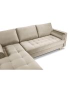 Canapé d'angle gauche velours santo 4 places beige - 236x170x90 cm