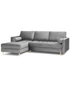 Canapé d'angle gauche velours santo 4 places gris clair - 236x170x90 cm