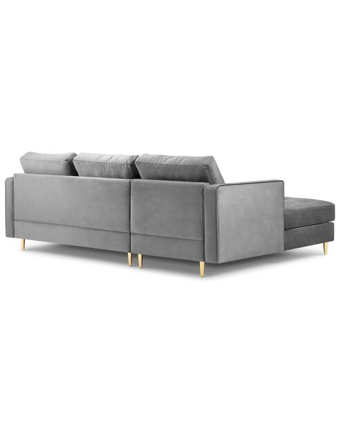 Canapé d'angle gauche velours santo 4 places gris clair - 236x170x90 cm
