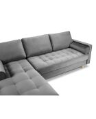 Canapé d'angle gauche velours santo 4 places gris clair - 236x170x90 cm