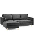 Canapé d'angle gauche velours santo 4 places gris foncé - 236x170x90 cm