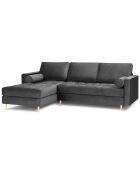 Canapé d'angle gauche velours santo 4 places gris foncé - 236x170x90 cm