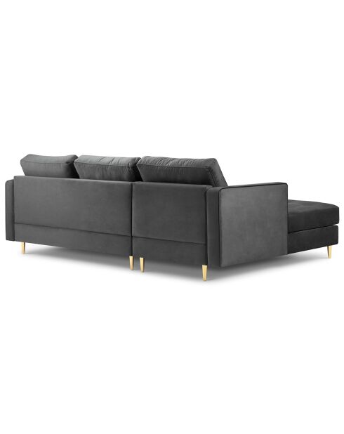 Canapé d'angle gauche velours santo 4 places gris foncé - 236x170x90 cm