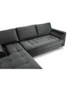 Canapé d'angle gauche velours santo 4 places gris foncé - 236x170x90 cm