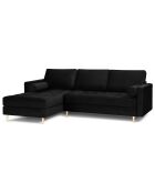 Canapé d'angle gauche velours santo 4 places noir - 236x170x90 cm