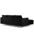 Canapé d'angle gauche velours santo 4 places noir - 236x170x90 cm