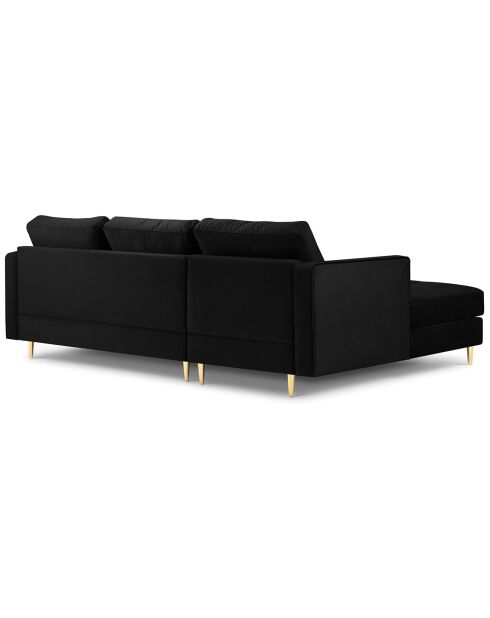 Canapé d'angle gauche velours santo 4 places noir - 236x170x90 cm