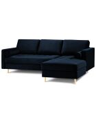 Canapé d'angle droit velours santo 4 places bleu roi - 236x170x90 cm
