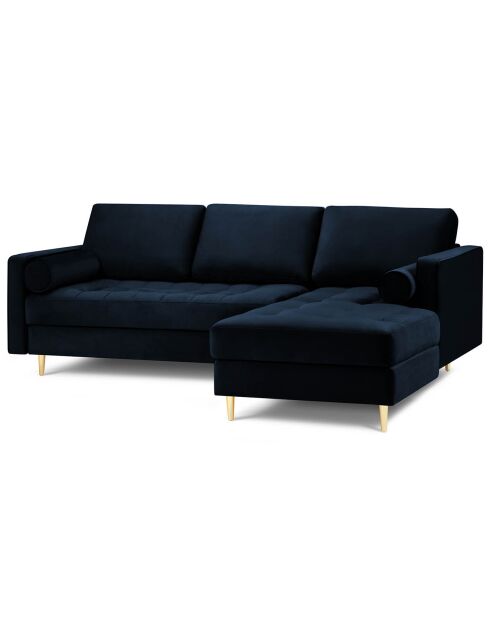 Canapé d'angle droit velours santo 4 places bleu roi - 236x170x90 cm