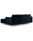 Canapé d'angle droit velours santo 4 places bleu roi - 236x170x90 cm