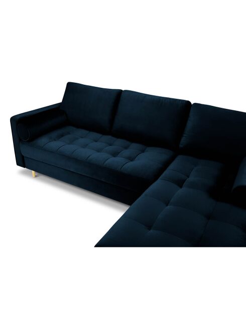 Santo velvet 4-zits hoekbank koningsblauw rechts - 236x170x90 cm