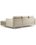 Canapé d'angle droit velours santo 4 places beige - 236x170x90 cm