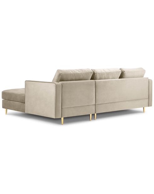 Canapé d'angle droit velours santo 4 places beige - 236x170x90 cm