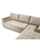 Canapé d'angle droit velours santo 4 places beige - 236x170x90 cm