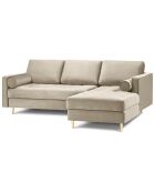 Canapé d'angle droit velours santo 4 places beige - 236x170x90 cm