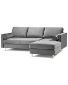 Canapé d'angle droit velours santo 4 places gris clair - 236x170x90 cm