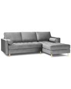 Canapé d'angle droit velours santo 4 places gris clair - 236x170x90 cm