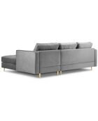 Canapé d'angle droit velours santo 4 places gris clair - 236x170x90 cm