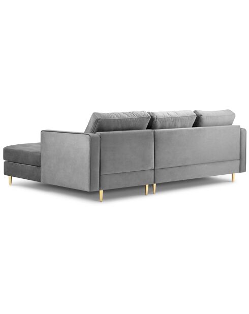 Canapé d'angle droit velours santo 4 places gris clair - 236x170x90 cm