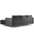 Canapé d'angle droit velours santo 4 places gris foncé - 236x170x90 cm