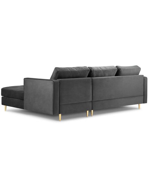 Divano angolare destro a 4 posti Santo in velluto grigio scuro - 236x170x90 cm