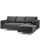 Canapé d'angle droit velours santo 4 places gris foncé - 236x170x90 cm