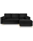 Canapé d'angle droit velours convertible avec coffre de rangement santo 5 places noir - 240x175x96 cm