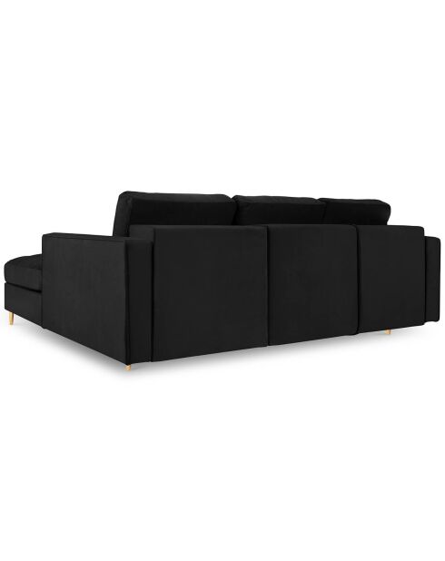 Canapé d'angle droit velours convertible avec coffre de rangement santo 5 places noir - 240x175x96 cm