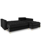 Canapé d'angle droit velours convertible avec coffre de rangement santo 5 places noir - 240x175x96 cm