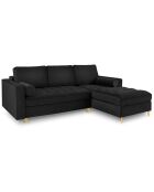 Canapé d'angle droit velours convertible avec coffre de rangement santo 5 places noir - 240x175x96 cm