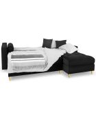 Canapé d'angle droit velours convertible avec coffre de rangement santo 5 places noir - 240x175x96 cm