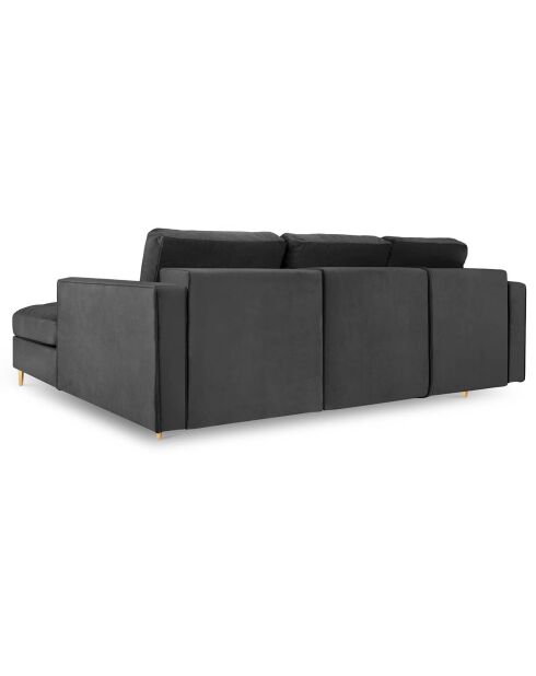 Canapé d'angle droit velours convertible avec coffre de rangement santo 5 places gris foncé - 240x175x96 cm