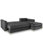 Canapé d'angle droit velours convertible avec coffre de rangement santo 5 places gris foncé - 240x175x96 cm