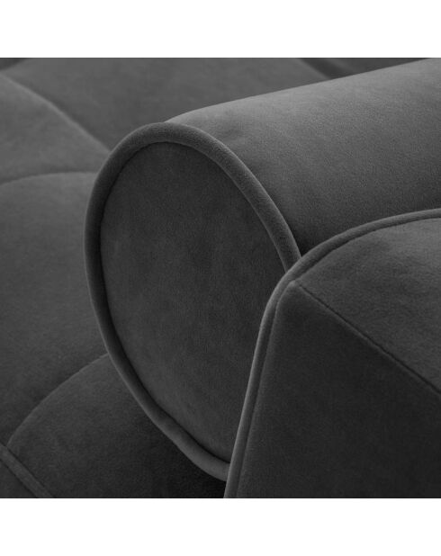 Canapé d'angle droit velours convertible avec coffre de rangement santo 5 places gris foncé - 240x175x96 cm